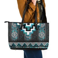 Paua Shell Taniko Pattern Aotearoa Leather Tote Bag Niho Taniwha Mix Poutama