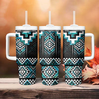 Paua Shell Taniko Pattern Aotearoa Tumbler With Handle Niho Taniwha Mix Poutama