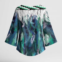 Aotearoa Korowai Motif Kimono Sleeve Blouse Hei Matau Poutama Maori Pattern - Polynesian Pride