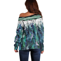 Aotearoa Korowai Motif Off Shoulder Sweater Hei Matau Poutama Maori Pattern