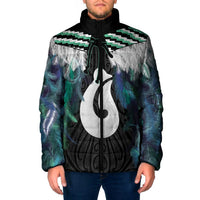 Aotearoa Korowai Motif Padded Jacket Hei Matau Poutama Maori Pattern - Polynesian Pride