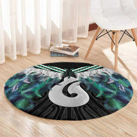 Aotearoa Korowai Motif Round Carpet Hei Matau Poutama Maori Pattern