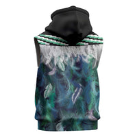 Aotearoa Korowai Motif Sleeveless Hoodie Hei Matau Poutama Maori Pattern - Polynesian Pride