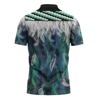 Aotearoa Korowai Motif Zipper Polo Shirt Hei Matau Poutama Maori Pattern - Polynesian Pride