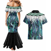 Aotearoa Korowai Motif Couples Matching Mermaid Dress and Hawaiian Shirt Hei Manaia Poutama Maori Pattern LT14 - Polynesian Pride