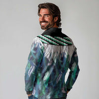 Aotearoa Korowai Motif Long Sleeve Polo Shirt Hei Manaia Poutama Maori Pattern