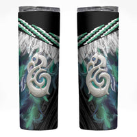 Aotearoa Korowai Motif Skinny Tumbler Hei Manaia Poutama Maori Pattern