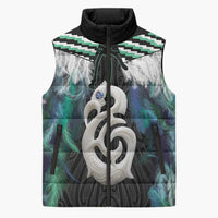 Aotearoa Korowai Motif Sleeveless Puffer Jacket Hei Manaia Poutama Maori Pattern - Polynesian Pride