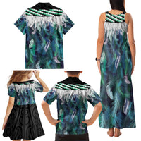 Aotearoa Korowai Motif Family Matching Tank Maxi Dress and Hawaiian Shirt Maori Wheku Poutama