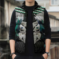 Aotearoa Korowai Motif Sleeveless Puffer Jacket Maori Wheku Poutama - Polynesian Pride