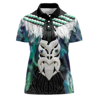 Aotearoa Korowai Motif Women Polo Shirt Maori Wheku Poutama