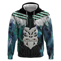 Aotearoa Korowai Motif Zip Hoodie Maori Wheku Poutama