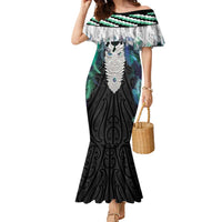 Aotearoa Korowai Motif Family Matching Mermaid Dress and Hawaiian Shirt Maori Tane Poutama