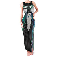 Aotearoa Korowai Motif Family Matching Tank Maxi Dress and Hawaiian Shirt Maori Tane Poutama