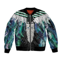 Aotearoa Korowai Motif Sleeve Zip Bomber Jacket Maori Tane Poutama