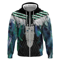Aotearoa Korowai Motif Zip Hoodie Maori Tane Poutama