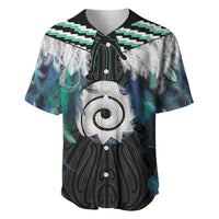 Aotearoa Korowai Motif Baseball Jersey Maori Koru Poutama LT14 Turquoise - Polynesian Pride