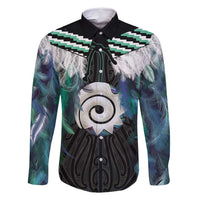 Aotearoa Korowai Motif Family Matching Long Sleeve Bodycon Dress and Hawaiian Shirt Maori Koru Poutama