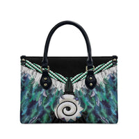 Aotearoa Korowai Motif Leather Bag Maori Koru Poutama - Polynesian Pride