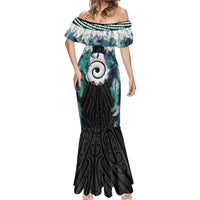 Aotearoa Korowai Motif Mermaid Dress Maori Koru Poutama