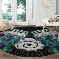 Aotearoa Korowai Motif Round Carpet Maori Koru Poutama