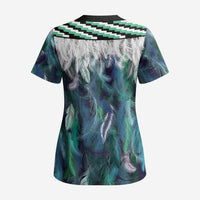 Aotearoa Korowai Motif Scrub Top Maori Koru Poutama - Polynesian Pride