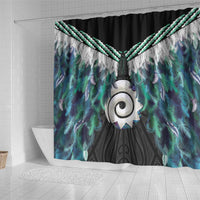Aotearoa Korowai Motif Shower Curtain Maori Koru Poutama