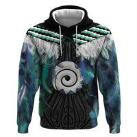 Aotearoa Korowai Motif Zip Hoodie Maori Koru Poutama