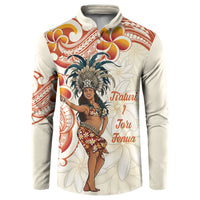 Heiva i Tahiti Button Sweatshirt Ori Tahitian Dance Tiare Maori LT14 Beige - Polynesian Pride