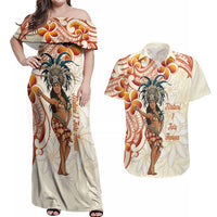 Heiva i Tahiti Couples Matching Off Shoulder Maxi Dress and Hawaiian Shirt Ori Tahitian Dance Tiare Maori