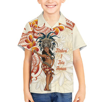 Heiva i Tahiti Family Matching Summer Maxi Dress and Hawaiian Shirt Ori Tahitian Dance Tiare Maori LT14 Son's Shirt Beige - Polynesian Pride