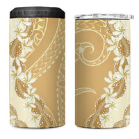 Heiva i Tahiti 4 in 1 Can Cooler Tumbler Tahitian Tiare Maori Cowrie Lei Brown