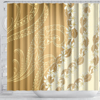 Heiva i Tahiti Shower Curtain Tahitian Tiare Maori Cowrie Lei Brown