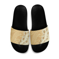 Heiva i Tahiti Slide Sandals Tahitian Tiare Maori Cowrie Lei Brown