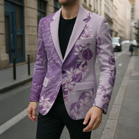Heiva i Tahiti Blazer Tahitian Tiare Maori Cowrie Lei Purple