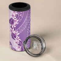 Heiva i Tahiti 4 in 1 Can Cooler Tumbler Tahitian Tiare Maori Cowrie Lei Purple