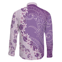 Heiva i Tahiti Family Matching Long Sleeve Bodycon Dress and Hawaiian Shirt Tahitian Tiare Maori Cowrie Lei Purple LT14 - Polynesian Pride