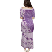Heiva i Tahiti Family Matching Puletasi and Hawaiian Shirt Tahitian Tiare Maori Cowrie Lei Purple