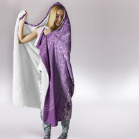 Heiva i Tahiti Hooded Blanket Tahitian Tiare Maori Cowrie Lei Purple