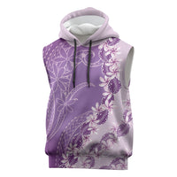 Heiva i Tahiti Sleeveless Hoodie Tahitian Tiare Maori Cowrie Lei Purple