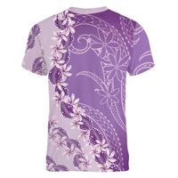 Heiva i Tahiti Women V-Neck T-Shirt Tahitian Tiare Maori Cowrie Lei Purple