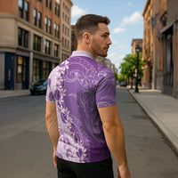 Heiva i Tahiti Zipper Polo Shirt Tahitian Tiare Maori Cowrie Lei Purple LT14 - Polynesian Pride