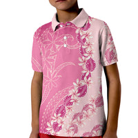 Heiva i Tahiti Kid Polo Shirt Tahitian Tiare Maori Cowrie Lei Pink