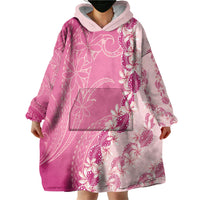 Heiva i Tahiti Wearable Blanket Hoodie Tahitian Tiare Maori Cowrie Lei Pink