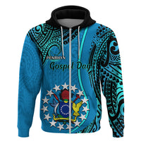 13 March Penrhyn Island Gospel Day Hoodie Cook Islands Tribal Pattern LT14 Zip Hoodie Blue - Polynesian Pride