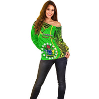 25 May Palmerston Island Gospel Day Off Shoulder Sweater Cook Islands Tribal Pattern LT14 - Polynesian Pride
