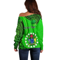 Personalised 25 July Rarotonga Island Gospel Day Off Shoulder Sweater Cook Islands Tribal Pattern LT14 - Polynesian Pride