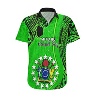 21 July Mitiaro Island Gospel Day Hawaiian Shirt Cook Islands Tribal Pattern LT14 Green - Polynesian Pride