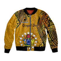 8 August Manihiki Island Gospel Day Bomber Jacket Cook Islands Tribal Pattern LT14 Unisex Gold - Polynesian Pride