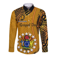 Personalised 15 August Rakahanga Island Gospel Day Long Sleeve Button Shirt Cook Islands Tribal Pattern LT14 Unisex Orange - Polynesian Pride